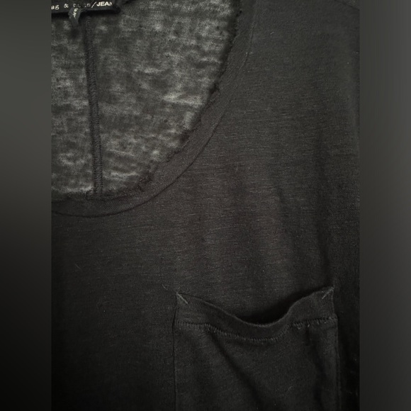 Rag and Bone Raw Edges Pocket Tee 100% Linen T-shirt Size S/M - Picture 2 of 10